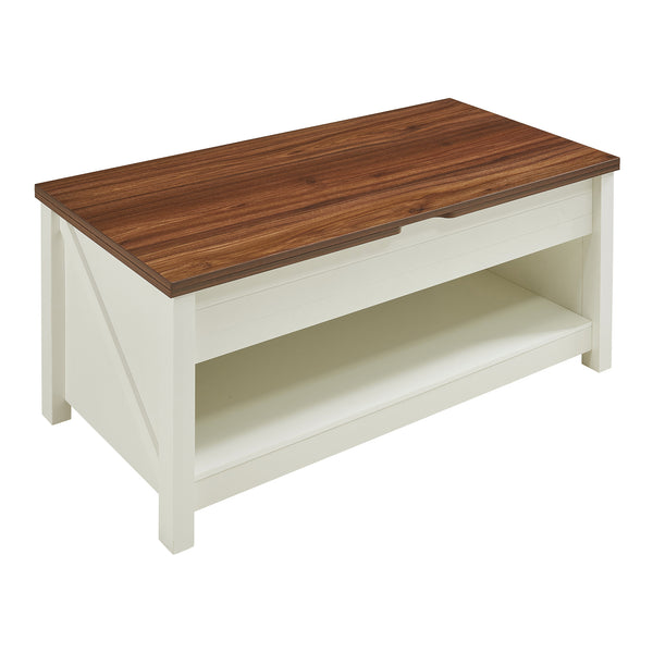 Konferenční stolek Kasama s výklopnou deskou a úložným prostorem 110x55x54 cm ořechový dekor/bílá [en.casa]