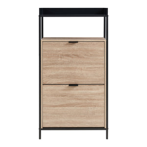 Botník Belana se 2 klapkami 116x60x24 cm Černá/Dubový vzhled [en.casa]