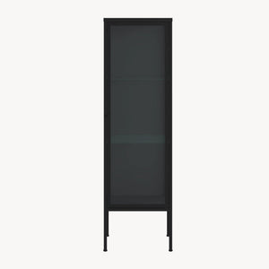 Vitrínová skříň Borshavisa 116x34x30 cm ocel černá [en.casa]