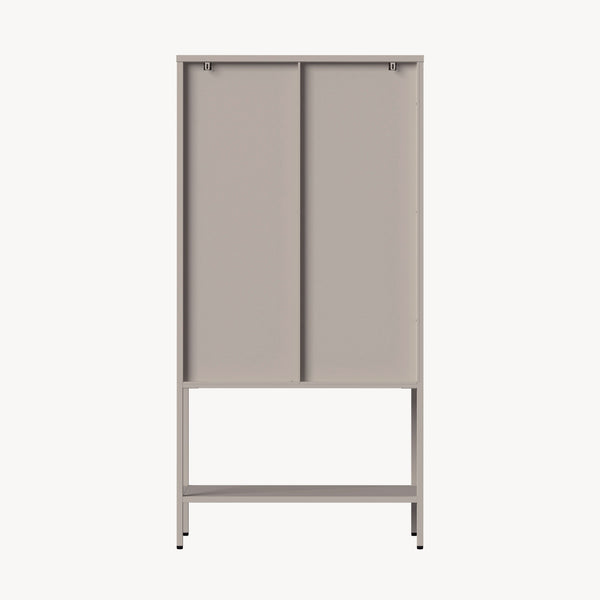 Vitrínová skříň Klippestad ocel 160x80x35 cm velbloudí barva [en.casa]