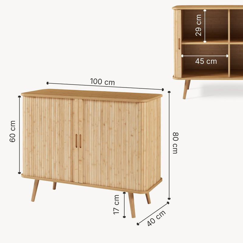 Měřítkový nákres Přístavný skříň Nordkapp 100x40x80 cm bambus [en.casa]