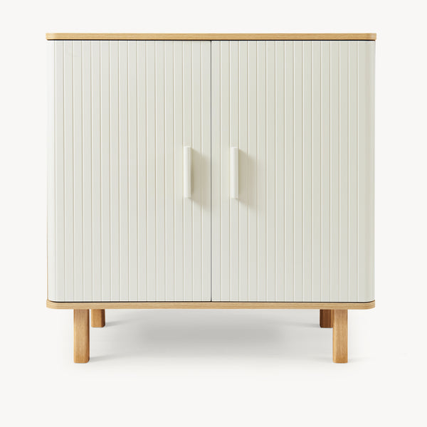 Sideboard Ferrersp s 2 dveřmi 80x80x40 cm dubový dekor/písková barva [en.casa]