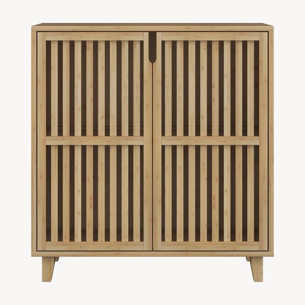 Přístavný skříň Sirgerg 77x72x33 cm bambus přírodní [en.casa]