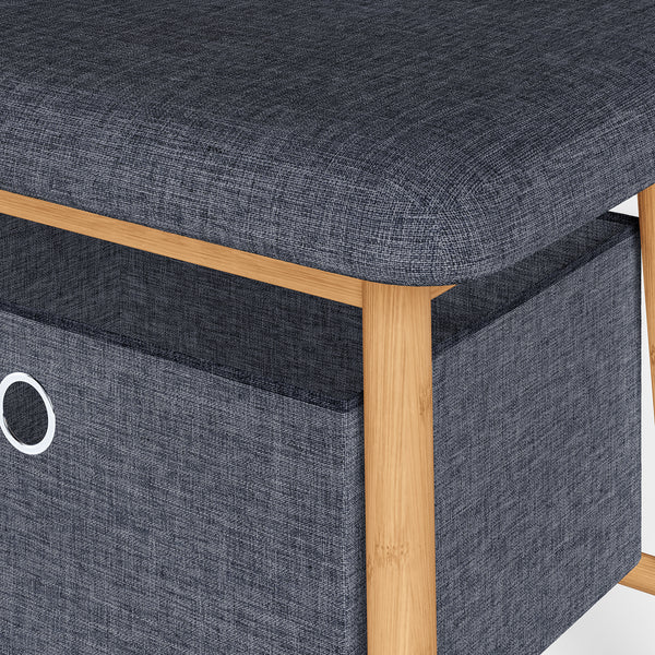 Lavice Vad se 2 úložnými boxy 90x30x45 cm Přírodní/Šedá [en.casa]