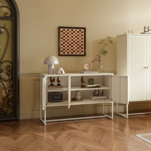 Sideboard Viitasaari 120x40x80 cm ocel Krémově bílá [en.casa]