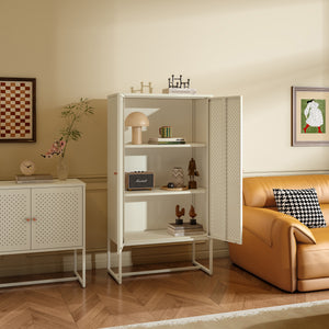 Highboard Viitasaari 150x80x40 cm ocel krémově bílá [en.casa]