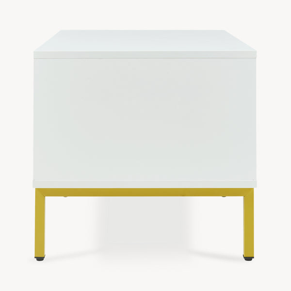Konferenční stolek Reyri 80x45x42 cm Bílá/Zlatá