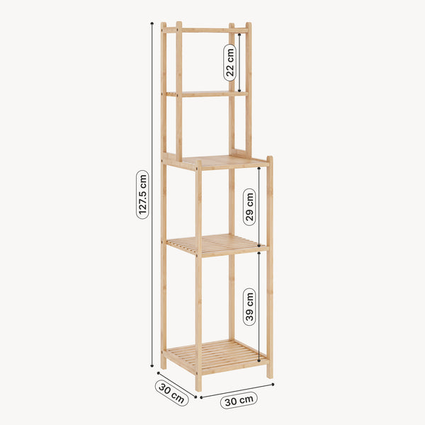 Koupelnová police Anun 128x30x30 cm bambus přírodní [en.casa]