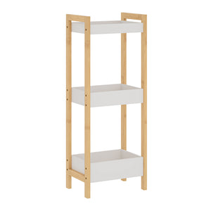 Koupelnový regál Anun s 3 policemi 75x28x20 cm bambus přírodní/bílá [en.casa]