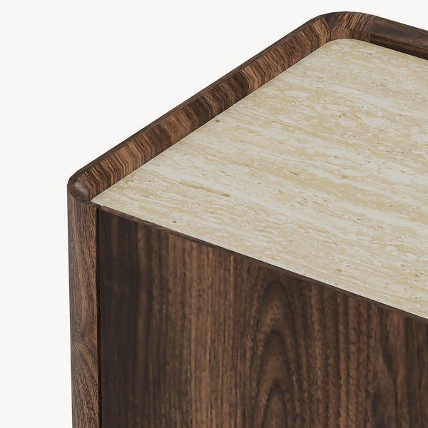Sideboard Trorlon 160x40x83 cm ořechový dekor/travertin [en.casa]