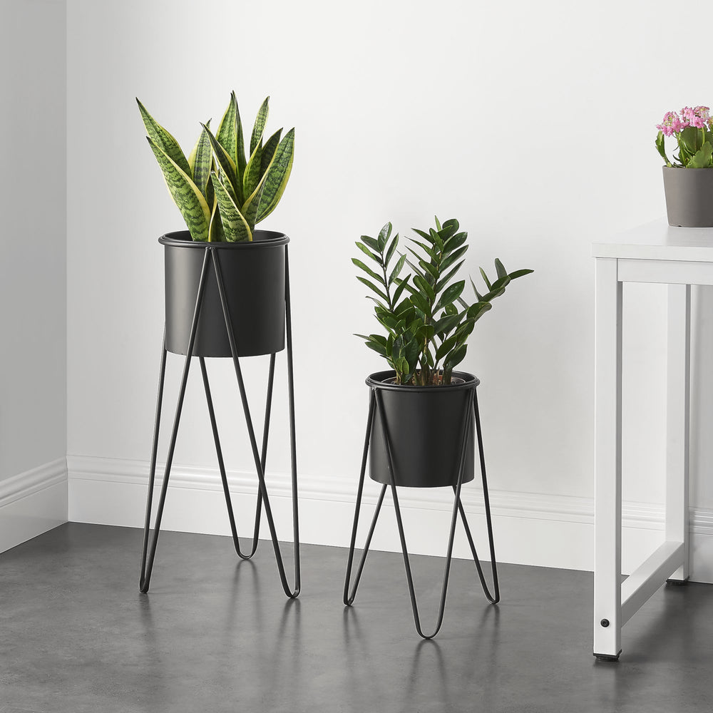 Pflanzenständer Hedera im 2er Set Metall Schwarz [en.casa] - premiumXL