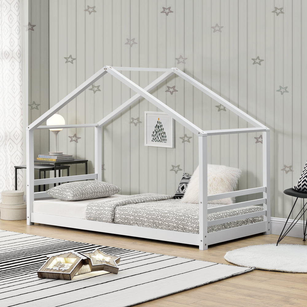 [en.casa] Dětská postel AAKB-8693 s roštem bílá 90x200 cm