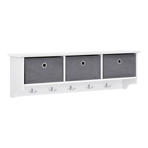 Nástěnná věšák Horsens s úložnými boxy 100x20x30cm Bílá/Šedá en.casa