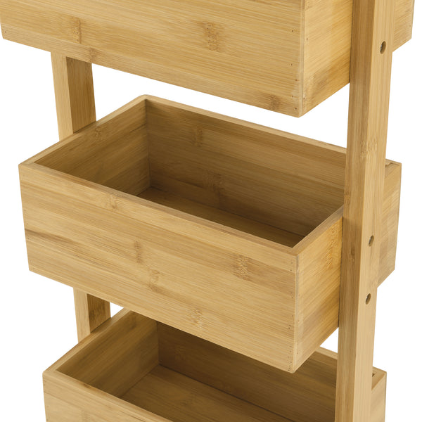 Koupelnový regál Bardu se 4 přihrádkami 28x16x88cm bambus [en.casa]