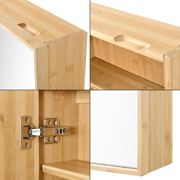 Zrcadlová skříňka Ikorfat 60,5 x 35 x 14 cm Bambus Přírodní [en.casa]