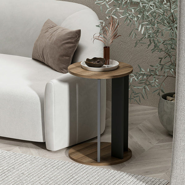 Odkládací stolek Frederiksberg 64x34 cm ořechový vzhled / antracit [en.casa]