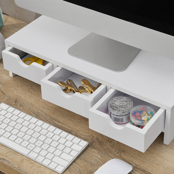 Stojan na monitor Ruovesi 12x51x25cm Bílý [en.casa]