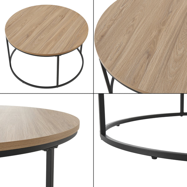 Konferenční stolek Kuhmoinen 45xØ80 cm Černý [en.casa]