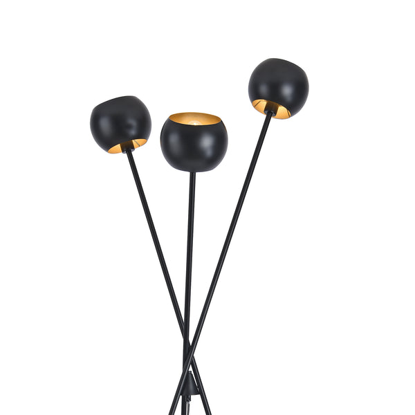 Stojací lampa Nykvarn 3-plamenná Černá / Zlatá barva [lux.pro]
