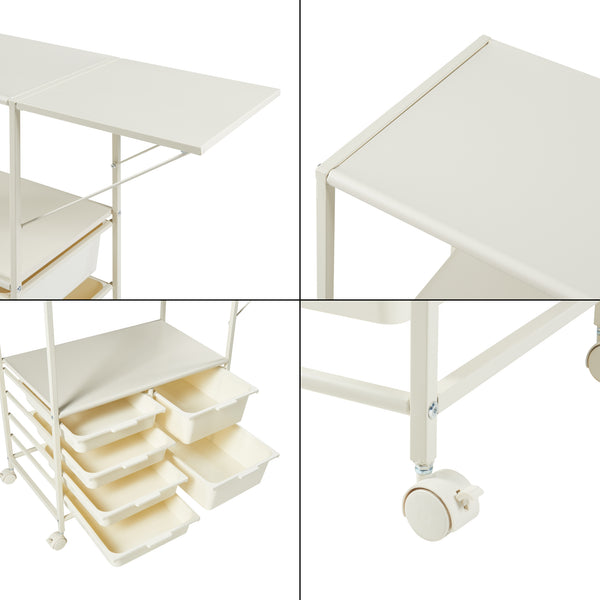 Pojízdný vozík Sørfold s boxy 100x37x85cm bílý [en.casa]