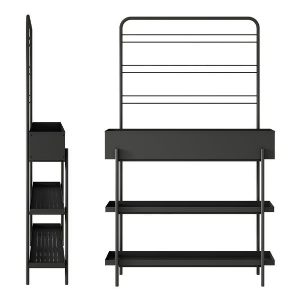 Venkovní stojan na rostliny Aalsmeer kov 154x96x24 cm černý [casa.pro]