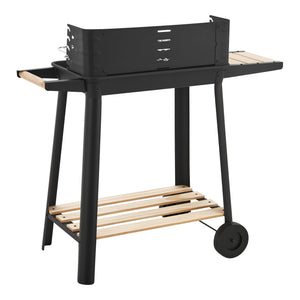 Grilovací vozík Ari 78x86x30cm Černý/Bambus [casa.pro]