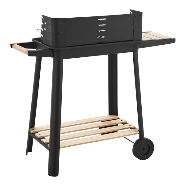 Grilovací vozík Ari 78x86x30cm Černý/Bambus [casa.pro]