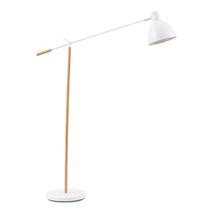 Stojací lampa Banchory kov 163 cm dřevěný vzhled/bílá [lux.pro]