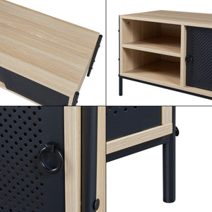 TV skříňka Tysnes 120x40x45 cm dubový dekor/černá [en.casa]