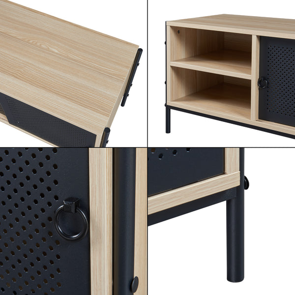 TV skříňka Tysnes 120x40x45 cm dubový dekor/černá [en.casa]