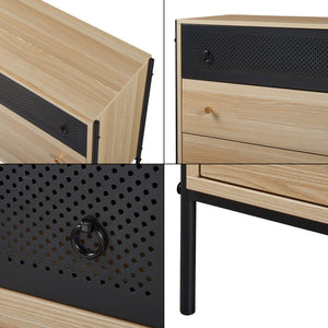 Komoda Tysnes s 3 zásuvkami 80x80x40 cm Dub/Černá [en.casa]