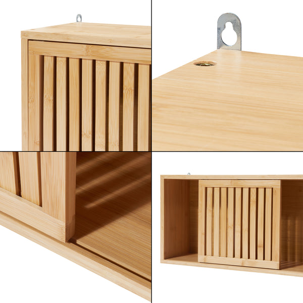 Nástěnná police Ypäjä 93x20x33 cm bambus [en.casa]