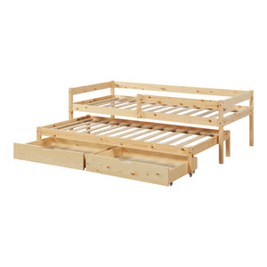 Dvojité dětské postýlka Sonkajärvi s matrací 90x200cm přírodní [en.casa]