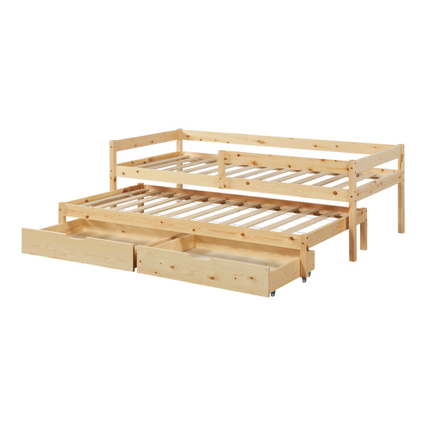 Dvojité dětské postýlka Sonkajärvi s matrací 90x200cm přírodní [en.casa]