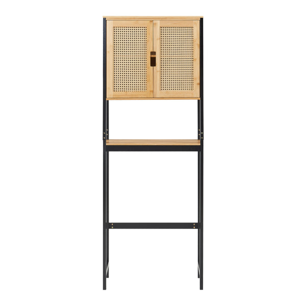 Skříňka na toaletu Tervola 172x63x27 cm Černá/Bambus [en.casa]