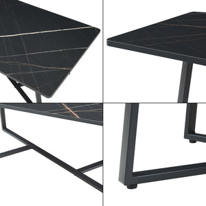 Konferenční stolek Riskiften 120x60x48 cm mramorový vzhled, černý [en.casa]