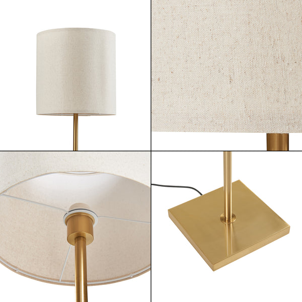 Stojací lampa Fildholm 157 cm mosazná/barva lněného vzhledu [lux.pro]