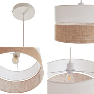 Závěsná lampa Barton bílá/lenový vzhled [lux.pro]