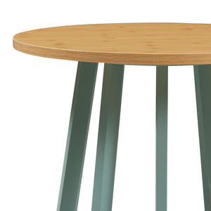 Přístavný stolek Lensuu 48xØ48 cm Pastelově zelený/dub [en.casa]