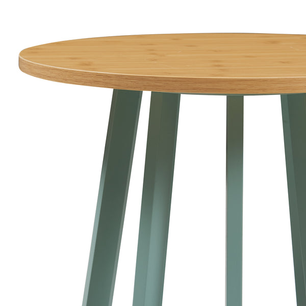 Přístavný stolek Lensuu 48xØ48 cm Pastelově zelený/dub [en.casa]