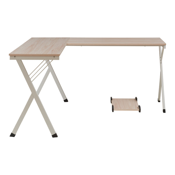 Psací stůl Tarielarg s PC stojanem ve tvaru L 158x120x75 cm dubový dekor [en.casa]