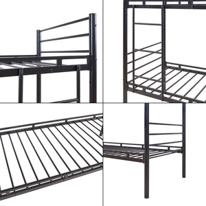 Kovová patrová postel Bevapis 90x200 cm černá [en.casa]