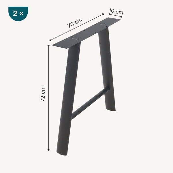 Stolní rám 2ks sada Hullem ocel 72x70x10 cm černá [en.casa]