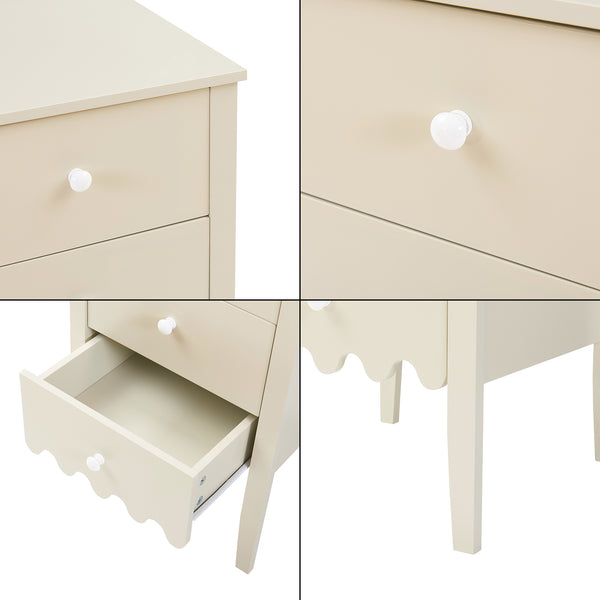 Komoda Luspoo se 4 zásuvkami 82x40x40 cm krémově bílá [en.casa]