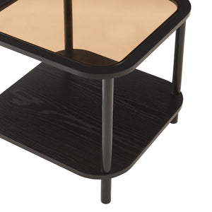 Odkládací stolek Latama s skleněnou deskou 51x51x45 cm Černá/bronze sklo [en.casa]