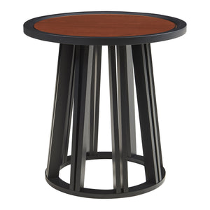 Odkládací stolek Burgess 51xØ51 cm Černý/optika ořechu [en.casa]