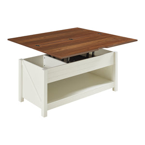 Konferenční stolek Kasama s výklopnou deskou a úložným prostorem 110x55x54 cm ořechový dekor/bílá [en.casa]