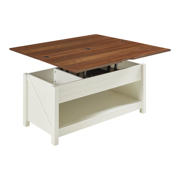 Konferenční stolek Kasama s výklopnou deskou a úložným prostorem 110x55x54 cm ořechový dekor/bílá [en.casa]