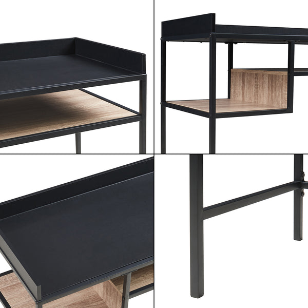 Psací stůl Belana 100x43x82 cm Černá/Dubový dekor [en.casa]