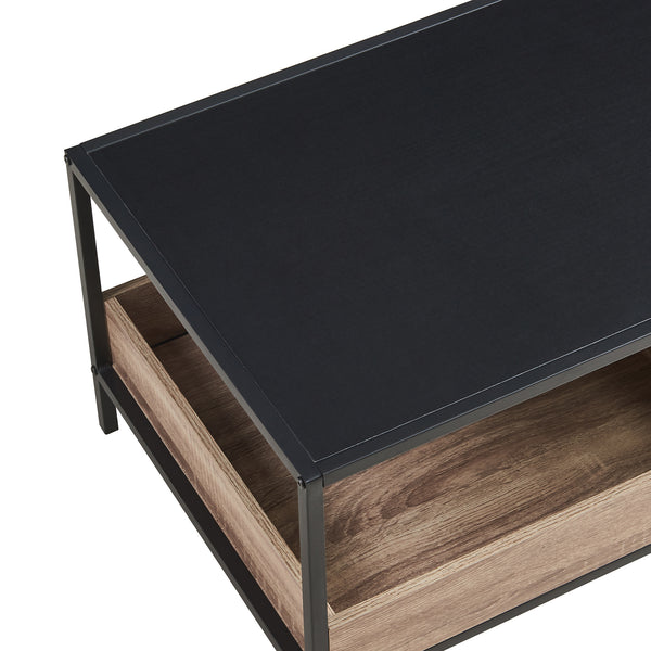 Konferenční stolek Belana 100x48x39 cm Černá/Dubový dekor [en.casa]